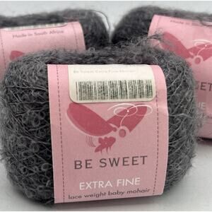 Lot 3 Be Sweet Lace Weight Baby Mohair Dark Grey Yarn 25 g 230 yds